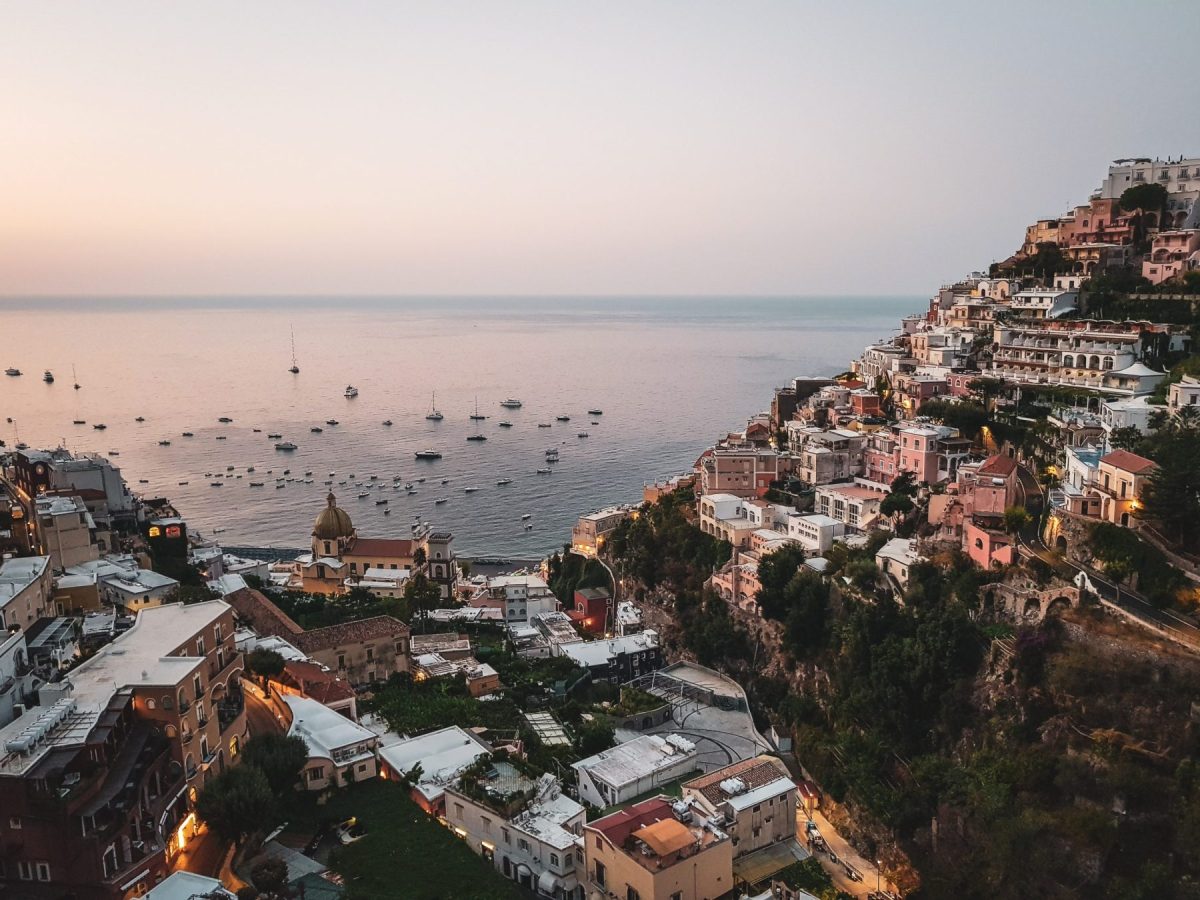looking over Positano, traveling the Amalfi coast without a car