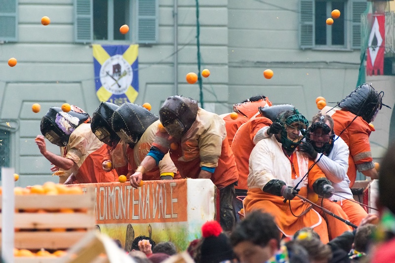 the battle of the oranges, a traditional Italian festival of Ivrea