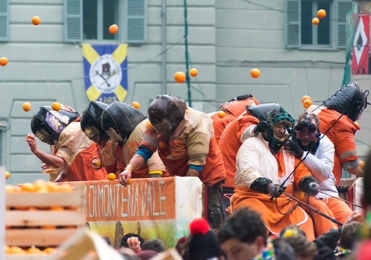 the battle of the oranges, a traditional Italian festival of Ivrea