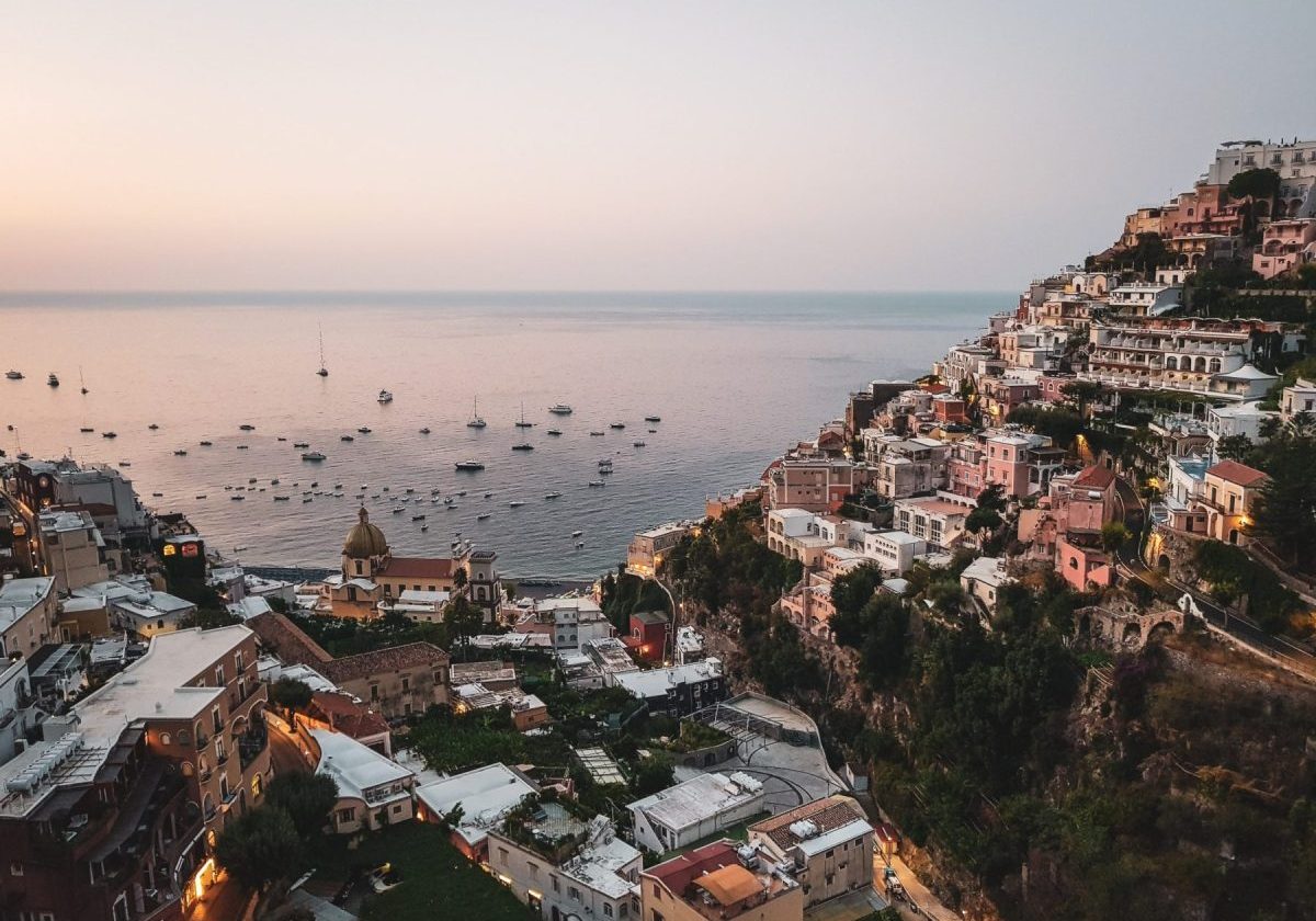 looking over Positano, traveling the Amalfi coast without a car